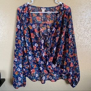 Mossimo floral print wrap blouse
